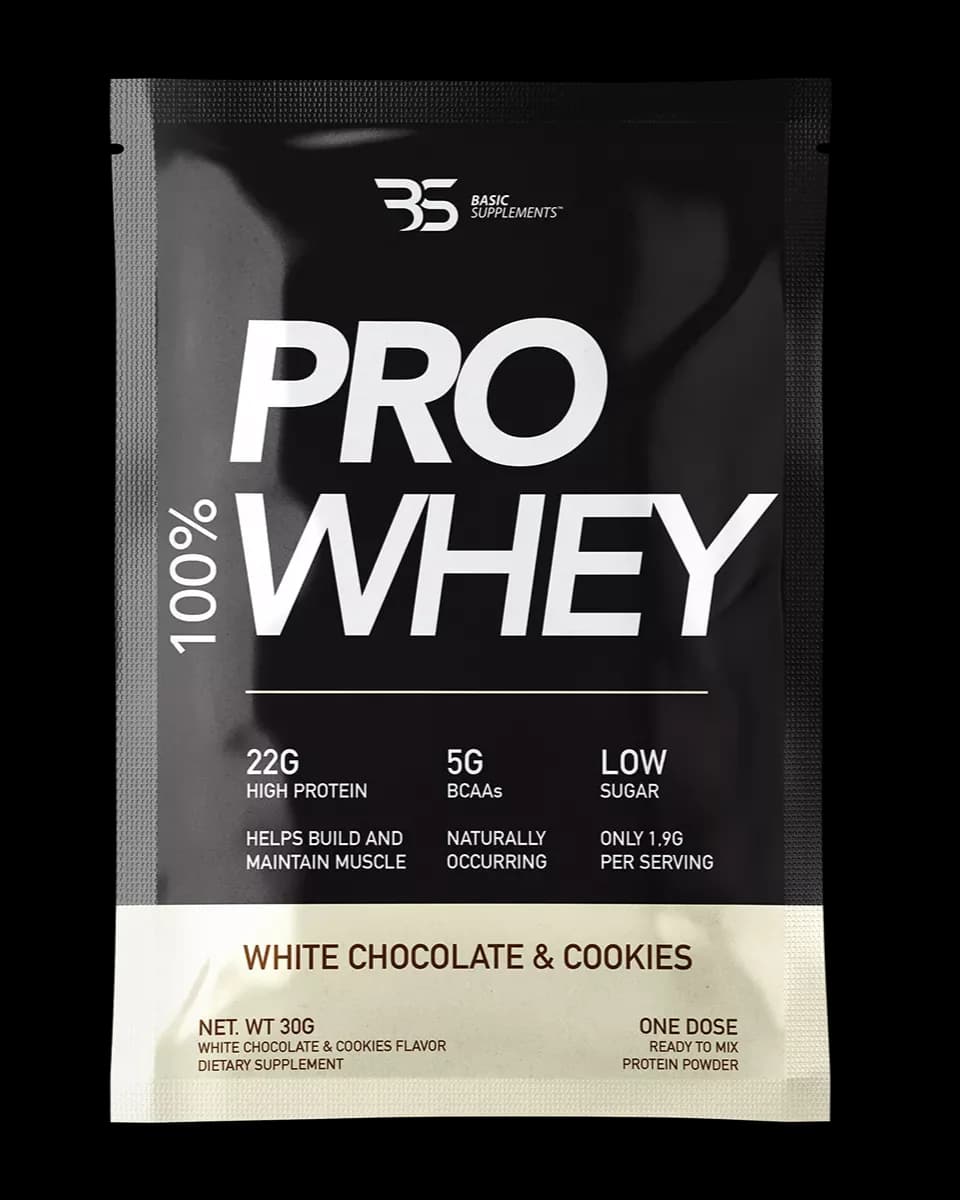 Basic PRO Whey – White Chocolate & Cookies (30g) - Titan Premium